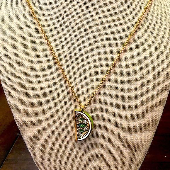 KATE SPADE Gold and Green Lime Slice CZ Out Of The Office Necklace - Picture 8 of 8